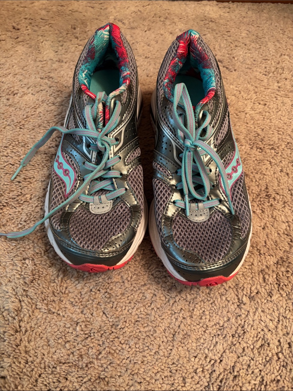 Saucony Women's Gray, Teal & Pink Running Shoes